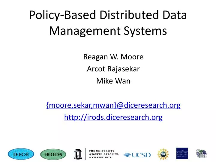 policy based distributed data management systems