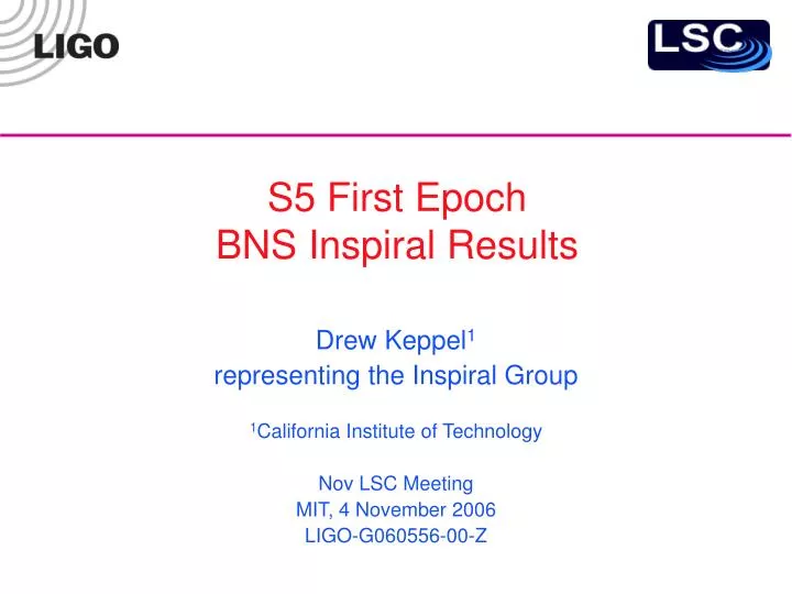 s5 first epoch bns inspiral results