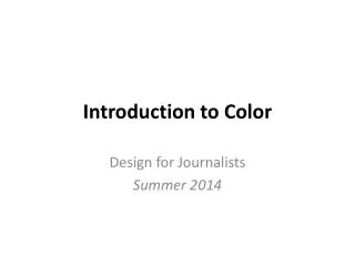 Introduction to Color