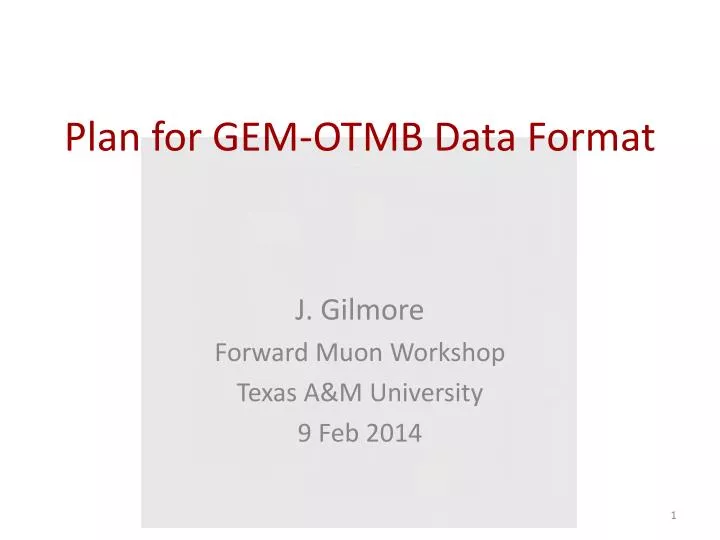 plan for gem otmb data format