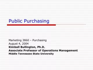 Public Purchasing