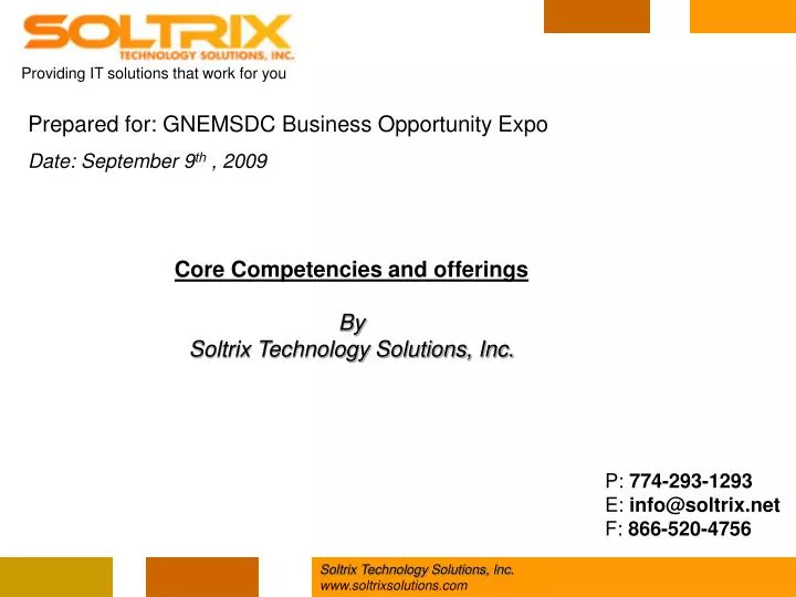 core competencies and offerings by soltrix technology solutions inc