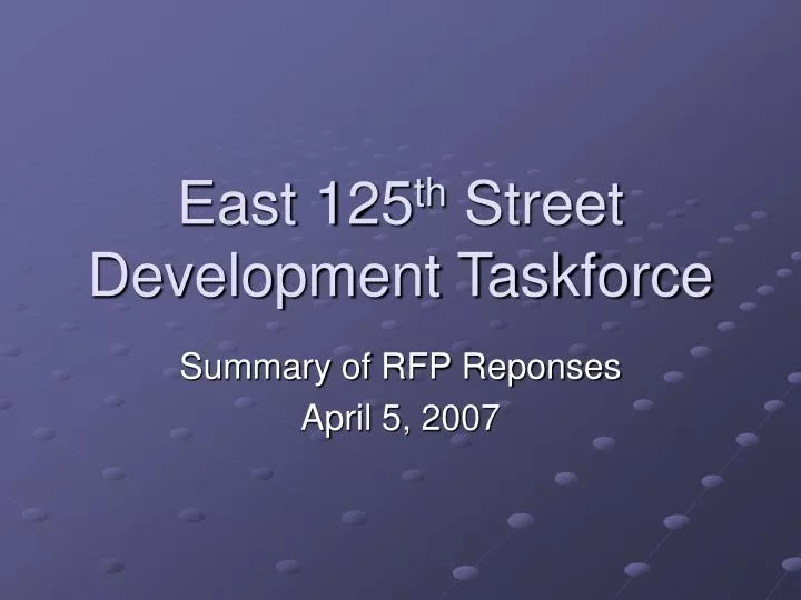 east 125 th street development taskforce