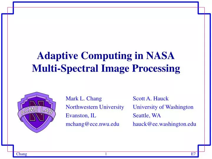 adaptive computing in nasa multi spectral image processing