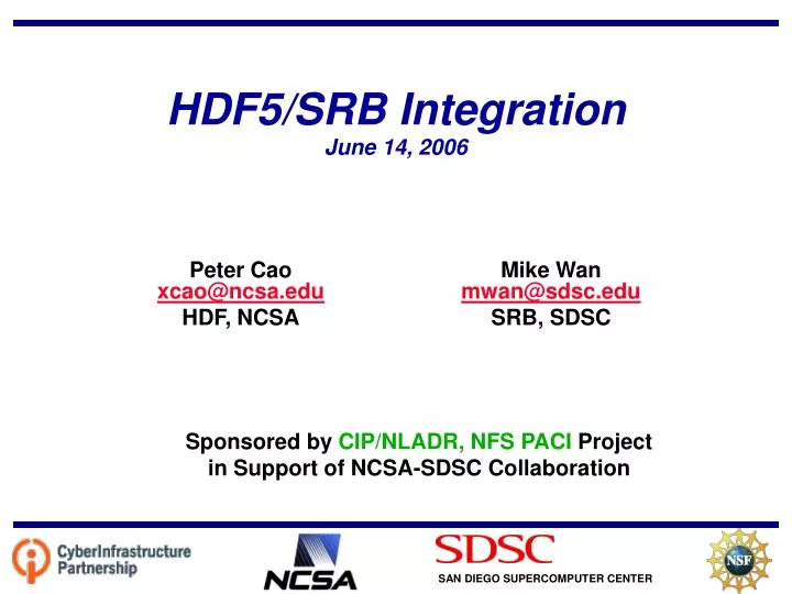 hdf5 srb integration june 14 2006