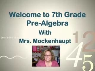 Welcome to 7th Grade Pre-Algebra