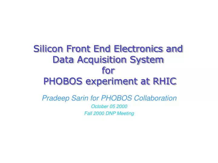 silicon front end electronics and data acquisition system for phobos experiment at rhic