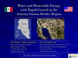 Water and Renewable Energy with Rapid Growth in the Arizona-Sonora Border Region