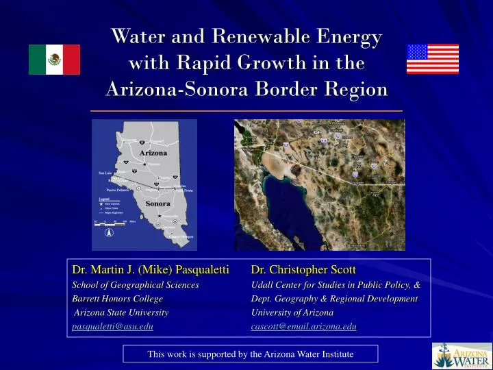 water and renewable energy with rapid growth in the arizona sonora border region