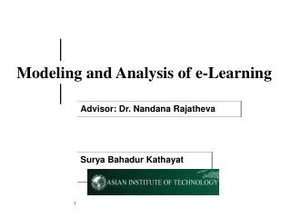 Modeling and Analysis of e-Learning