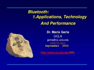 Bluetooth: 1.Applications, Technology