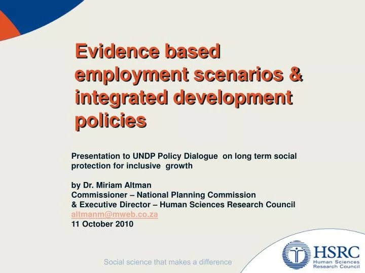 evidence based employment scenarios integrated development policies