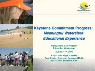 Keystone Commitment Progress: Meaningful Watershed Educational Experience