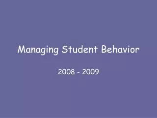 managing student behavior