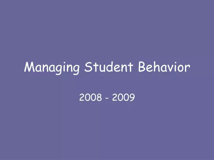 managing student behavior
