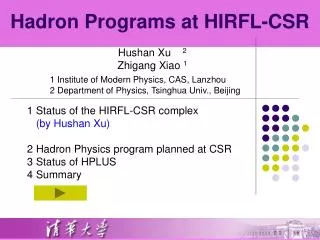 Hadron Programs at HIRFL-CSR