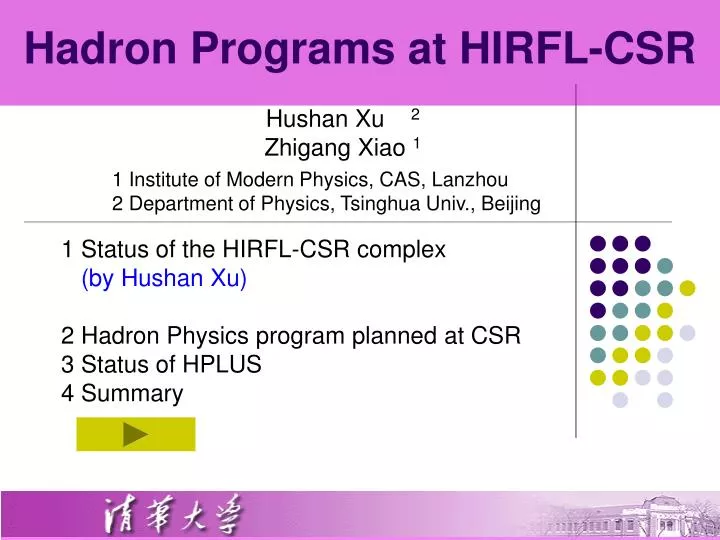 hadron programs at hirfl csr