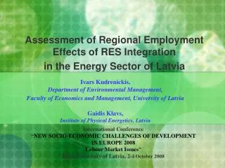 Assessment of Regional Employment Effects of RES Integration in the Energy Sector of Latvia