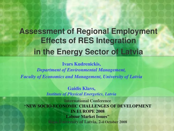 assessment of regional employment effects of res integration in the energy sector of latvia