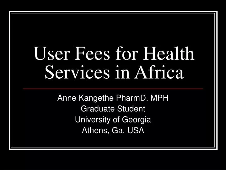 user fees for health services in africa