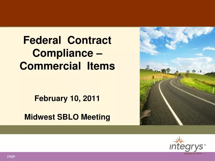 federal contract compliance commercial items february 10 2011 midwest sblo meeting