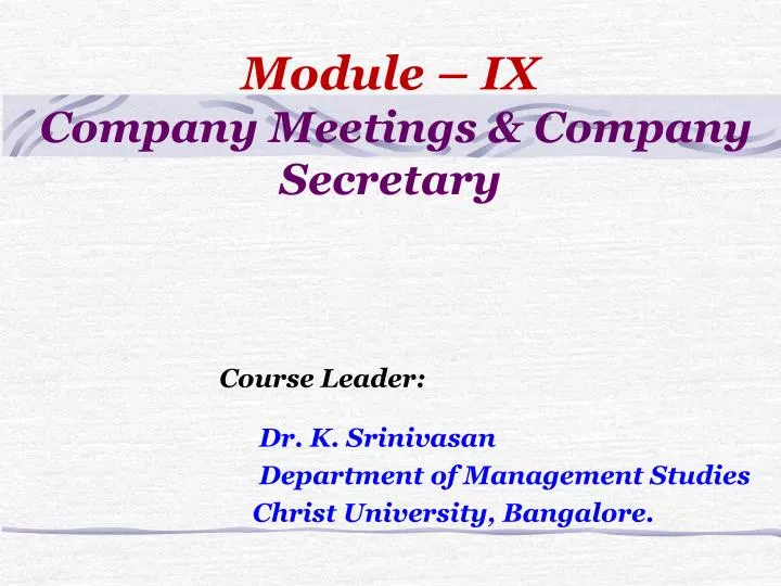 module ix company meetings company secretary