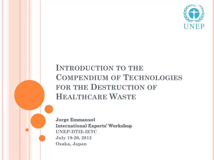 introduction to the compendium of technologies for the destruction of healthcare waste