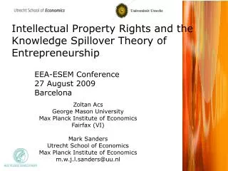 Intellectual Property Rights and the Knowledge Spillover Theory of Entrepreneurship