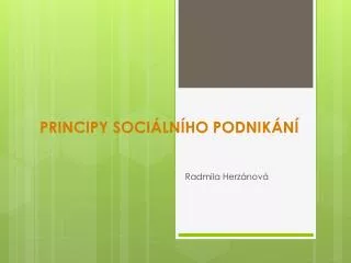 principy soci ln ho podnik n