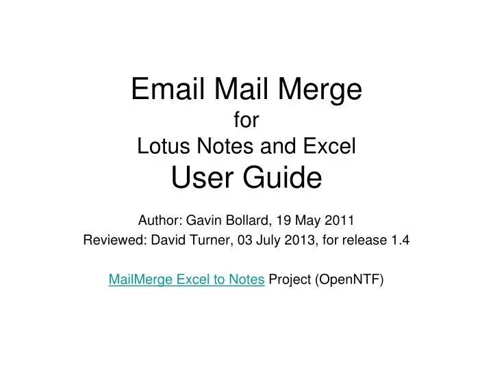 email mail merge for lotus notes and excel user guide