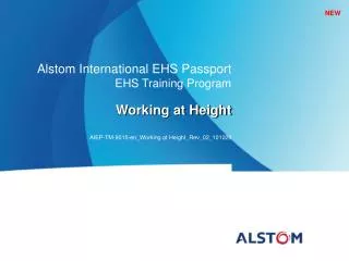 Alstom International EHS Passport EHS Training Program Working at Height