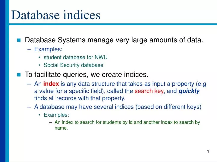 database indices