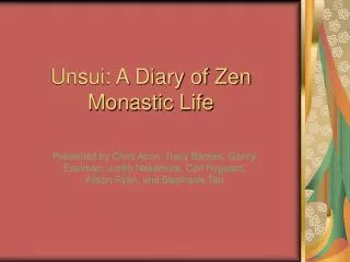 Unsui: A Diary of Zen Monastic Life