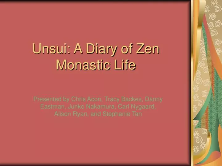 unsui a diary of zen monastic life