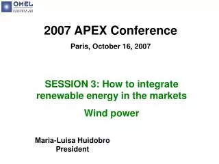 2007 APEX Conference Paris, October 16, 2007