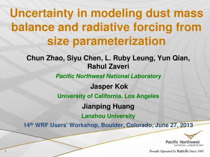 uncertainty in modeling dust mass balance and radiative forcing from size parameterization