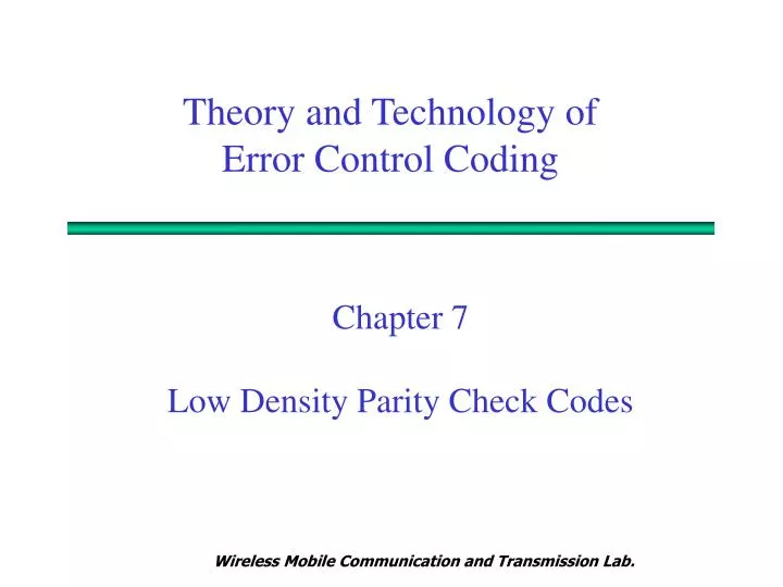 chapter 7 low density parity check codes