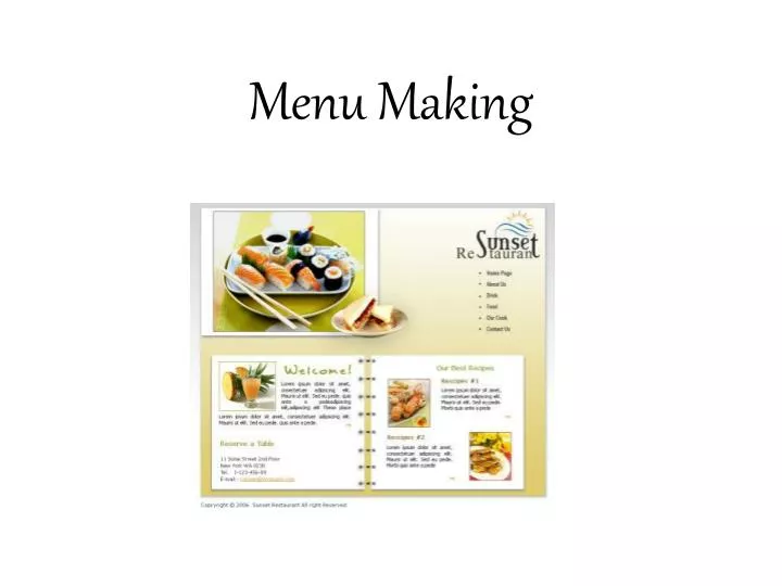 menu making