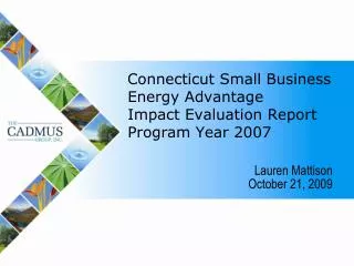 Connecticut Small Business Energy Advantage Impact Evaluation Report Program Year 2007