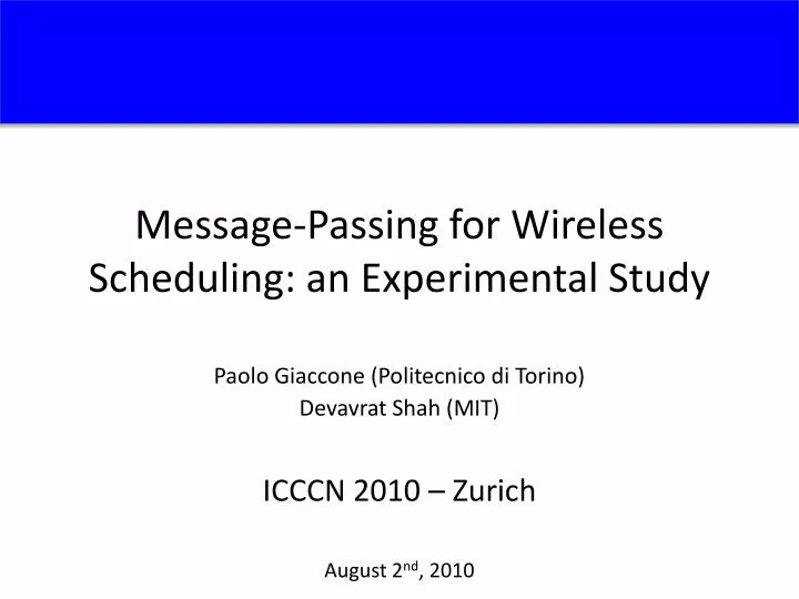 message passing for wireless scheduling an experimental study