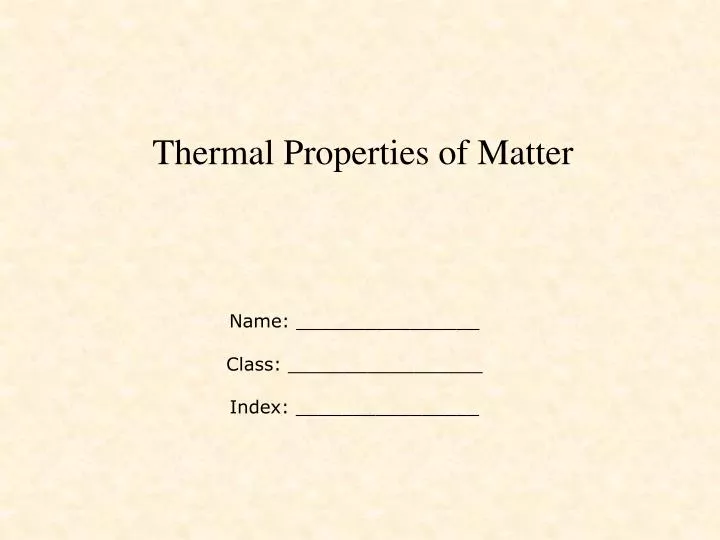 thermal properties of matter