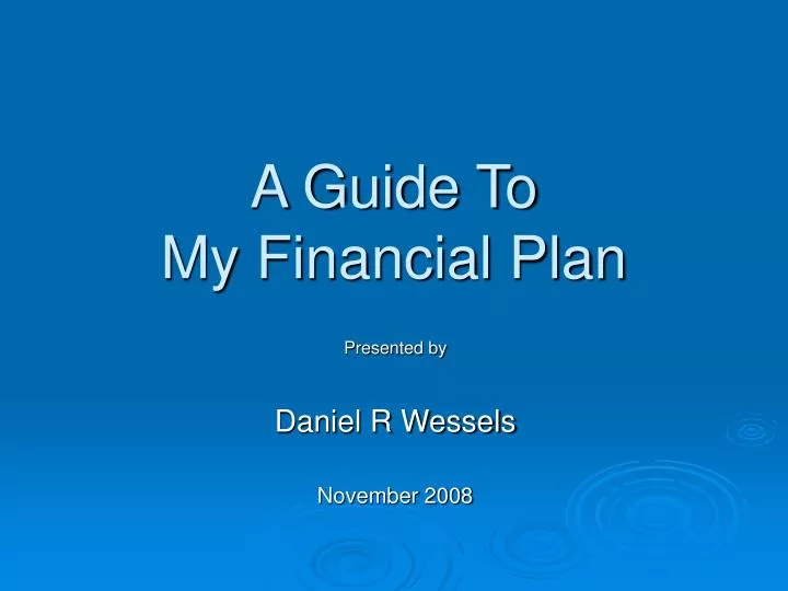 a guide to my financial plan