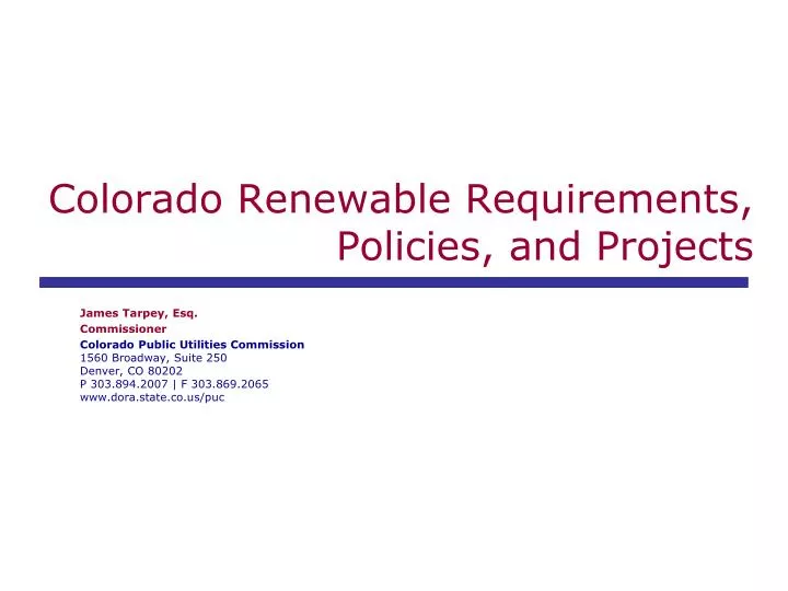 colorado renewable requirements policies and projects