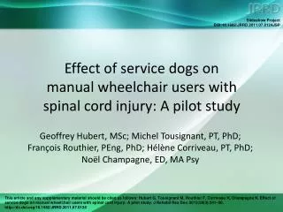 Effect of service dogs on manual wheelchair users with spinal cord injury: A pilot study