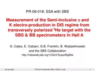 PR-09-018: SSA with SBS