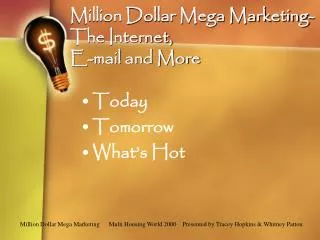 Million Dollar Mega Marketing-The Internet, E-mail and More