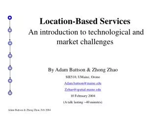 Location-Based Services An introduction to technological and market challenges