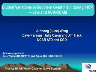 Diurnal Variations in Southern Great Plain during IHOP -- data and NCAR/CAM
