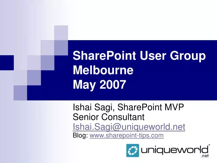 sharepoint user group melbourne may 2007
