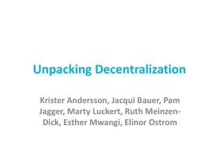 Unpacking Decentralization
